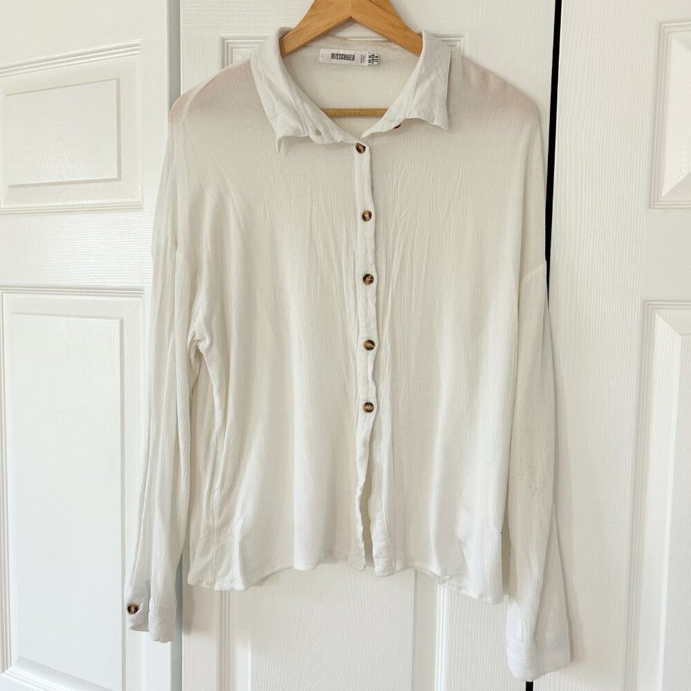 Missguided White Button Down Collared Oversized S… - image 3
